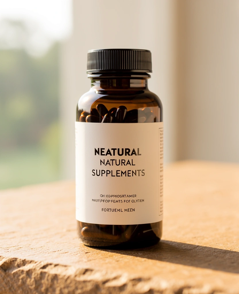 Natural supplements for men on a stone surface